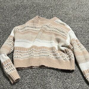 Striped Beige and White Women's Sweater